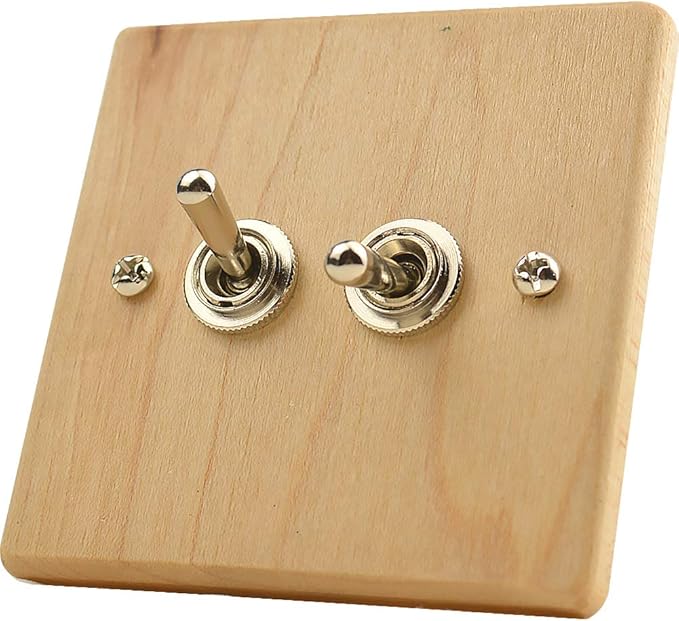 Toggle Switch Electric Light Switch With Wooden Panel Cover 2 Gang Amazon Com
