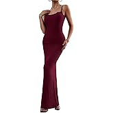 Women's Casual Slip Long Dress Lace Square Neck Solid Sexy Sleeveless Bodycon Maxi Dress
