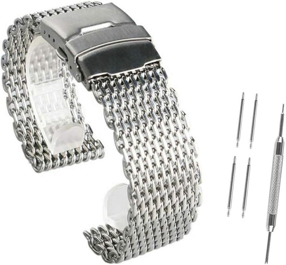 Shark Mesh Milanese Watch Bracelets, Stainless Steel Shark Mesh Dive
