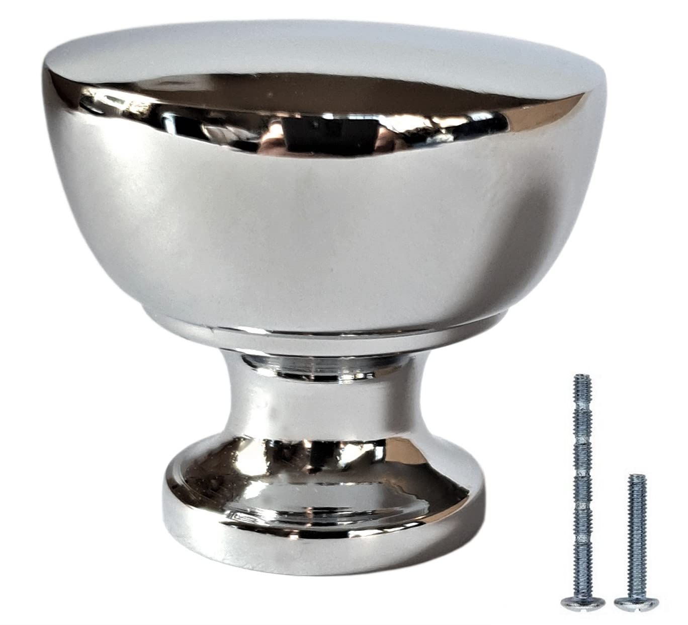 Athena Kitchen Cabinet Knob Set of 6 by French Furniture Fittings – Solid Round Design, Polished Chrome, Deep Antique Brass & More, Easy Installation with Screws Included, Durable & Timeless Style