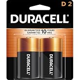 Duracell Coppertop D Batteries, 2 Count, 10-Year Shelf Life, Long-lasting