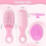 Aolso Baby Hair Brush 3Pcs Set Pink Cradle Cap Brush Comb Newborn Toddler view 2