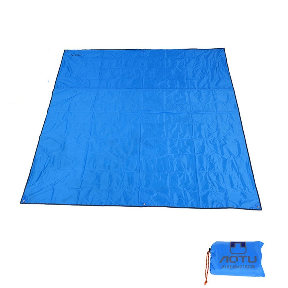 Rayami 85"x85" Waterproof Tarps Picnic Blanket Mat Camping Moisture Barrier Outdoor Multifunctional Tent Tarp Footprint Ground Sheet Mat with Drawstring Carrying Bag(Blue)