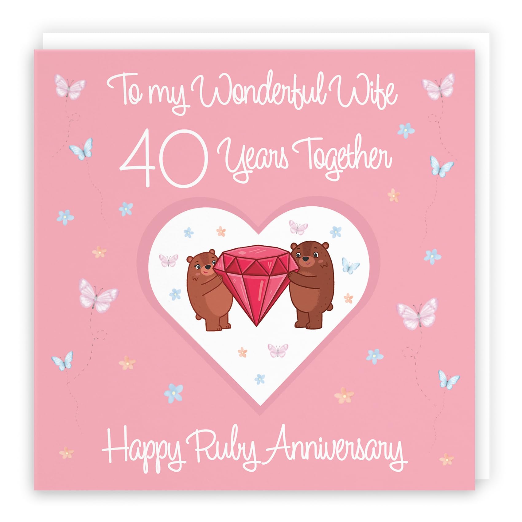 Hunts England - Wife 40th Anniversary Card - 40 Years - Ruby Anniversary - Romantic Meadows - Fun Card - 40th Anniversary Card For Wife — image 1