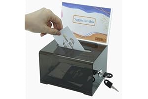 EDLIKE Donation Ballot Box with Lock - Secure Suggestion Box Perfect for Business Cards (6.25" x 4.5" x 4") black
