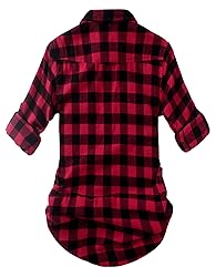 Match Womens Button Down Flannel Plaid Shirts roll