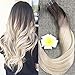 Full Shine 14 inch 50gram 20 Pcs Balayage Tape on Hair Extensions Color #2 Fading To #8 Highlight With Color #2 Fading To Color #60 Platinum Blonde Remy Hair Ombre