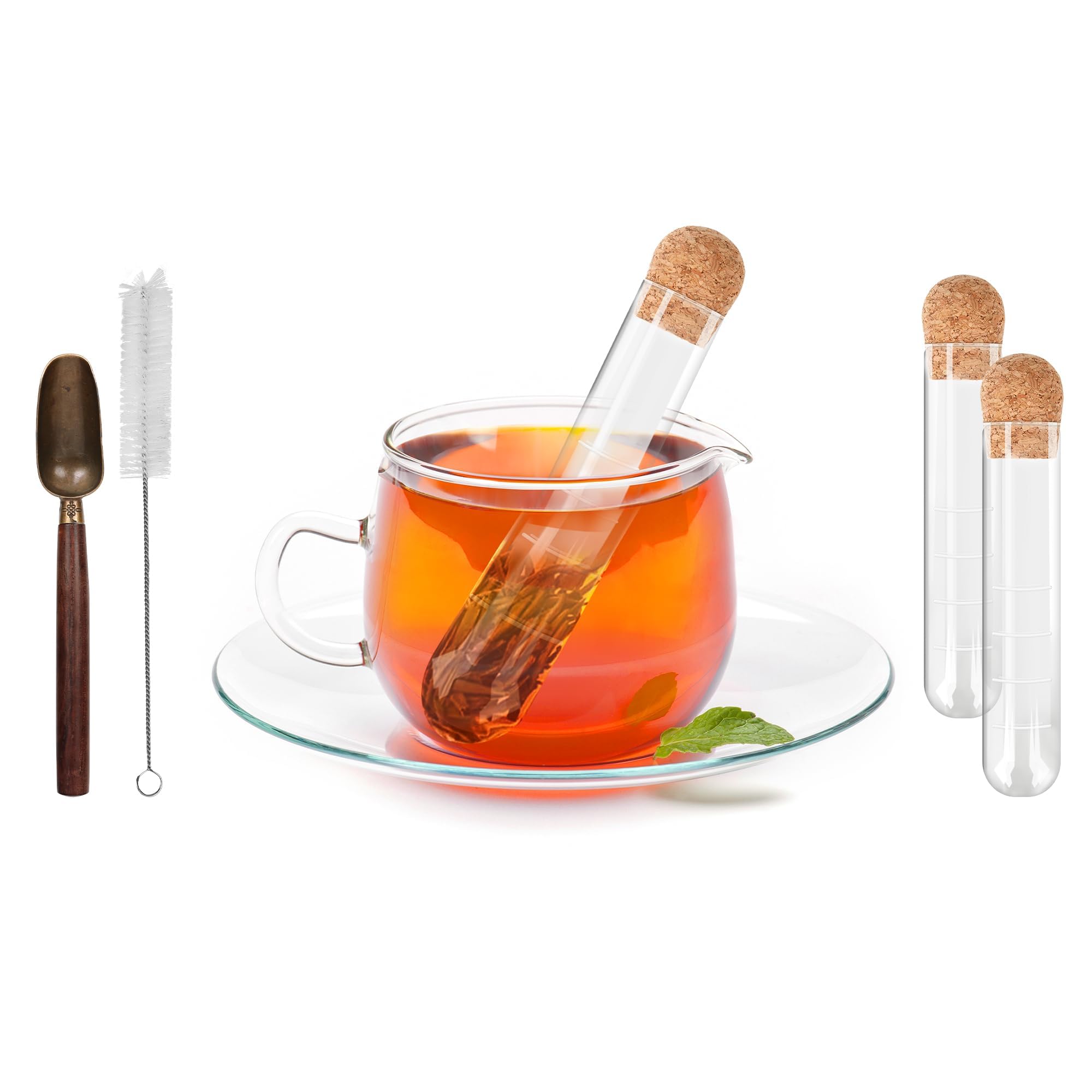 Photo 1 of ***MAJOR DAMAGE*** ***READ CLERK NOTES*** cambk 2 Pcs Glass Tea Infusers for Loose Tea, Strainers for Long Leaf Tea with Teaspoon & Cleaning Brush, Glass Tea Steeper with Cork for Cup, Gift Tea Accessories for Tea Lovers