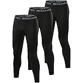 POTAMOCA 3 Pack Men's Compression Pants, Athletic Tight, Leggings Gym Base Layer Bottoms for Running Workout Sports