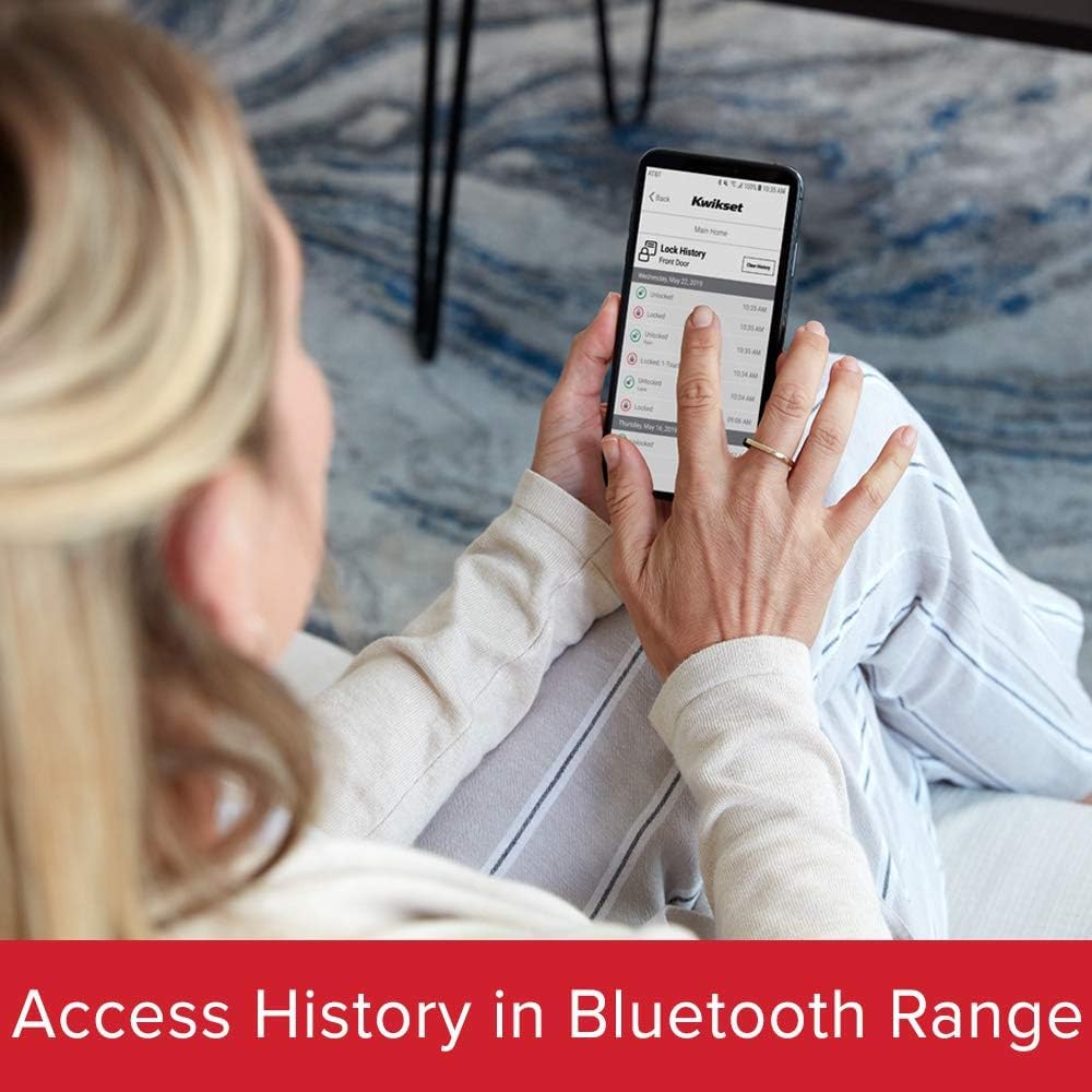 Kwikset 99420-003 Aura Bluetooth Programmable Keypad Door Lock Deadbolt Featuring SmartKey Security, Iron Black - View 7