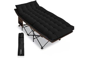 DRMOIS Camping cots, Oversized 32inch Width Portable Foldable Outdoor Bed for Adults Kids, Cot for Traveling Gear Supplier, Office Nap,Support 900 lbs-with Sleeping Pad Mattress