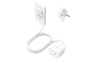 TROND 6ft Flat Extension Cord Indoor, Right Angle Ultra-Thin Plug, 3 Way Multiple Outlets, 13 Amps, 1625W, Small Flexible SPT