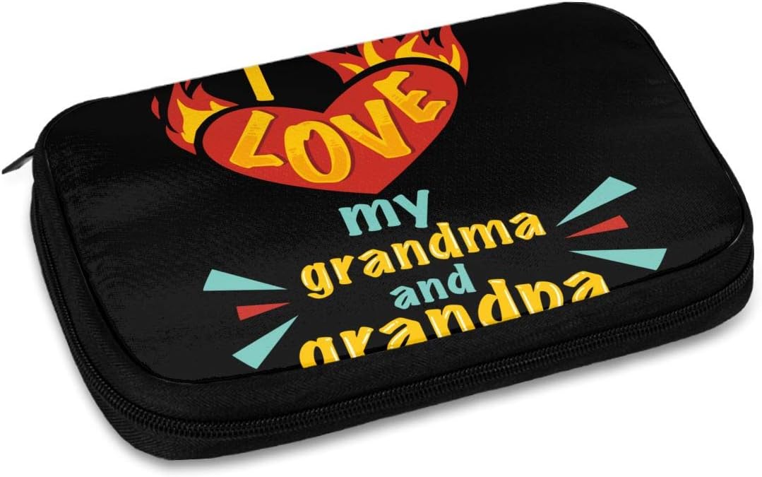 I Love My Grandma and Grandpa Gifts for Grandparents Waterproof Can Hold Power Adapters External Driver Equipment Storage Bag