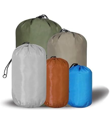 3-Pack Drawstring Stuff Sacks - Lightweight Ditty Bags For Camping & Travel (3L, 5L, 9L Sizes) - Colorful Organization