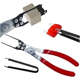 2PCS Automotive Fuse Removal Tool, Fuse Extraction Pliers, Metal Relay Puller Pliers, Car Electrical Disconnect Pliers, Stainless Steel Fuse Puller, Multifunctional Disassembly Clamp Kit (Black)