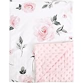 david's kids Micro Fleece Minky Baby Blanket for Girls with Double Layer and Soothing Raised Dots, Breathable and Soft Lightweight Receiving Blanket for Newborns, 30x40 Inches, Floral Flowers