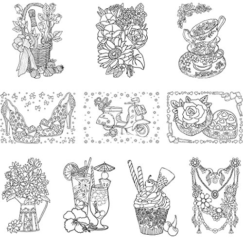 Art Eclect Adult Coloring Greeting Cards for Birthday, Anniversary and Every Occasions (10 Cards and 10 Colored Envelopes Included, Set C/Rainbow)
