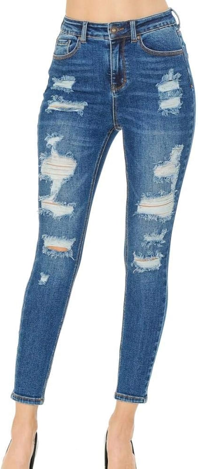 destructed ankle jeans