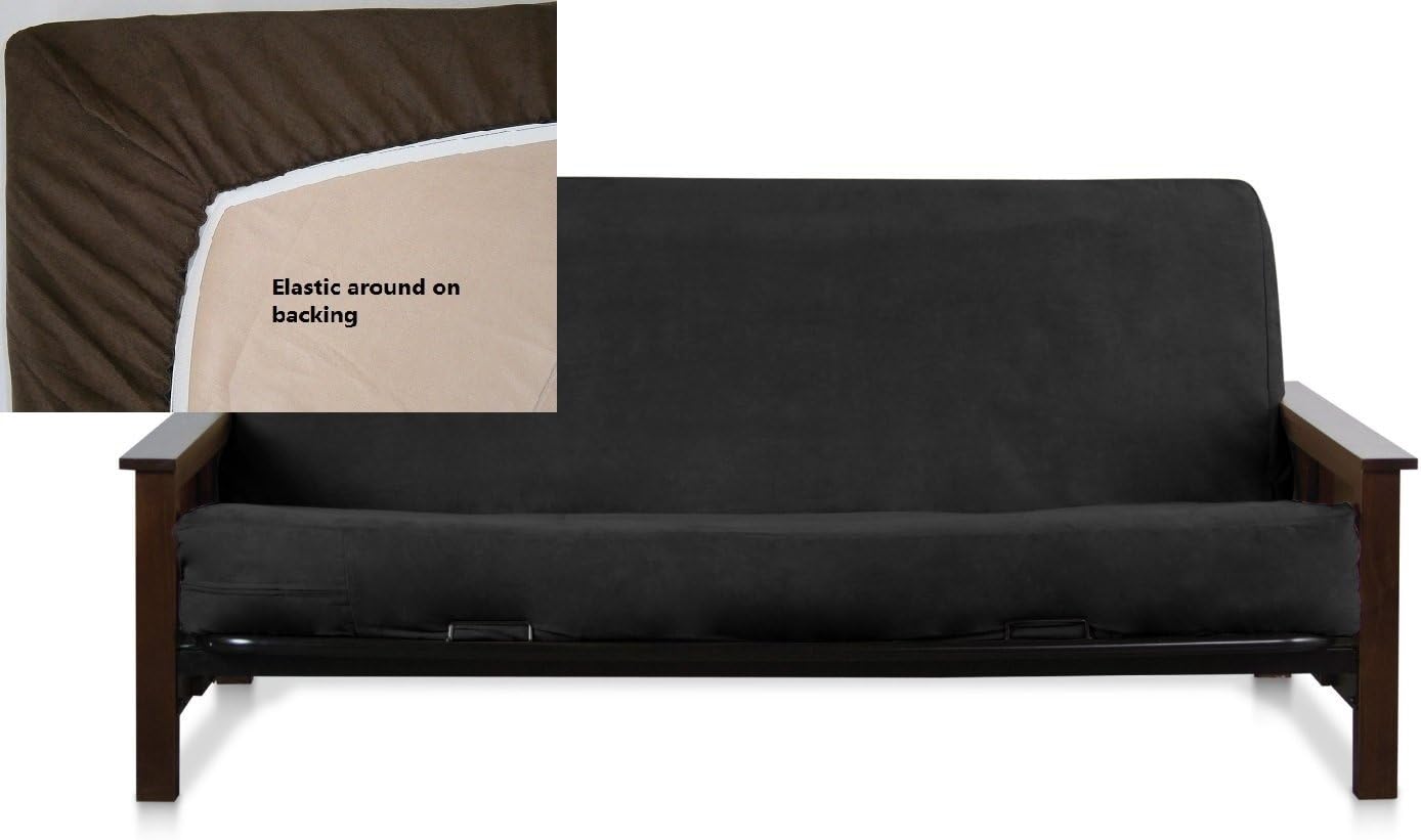 Amazon Com Classic Micro Suede Easy Fit Fitted Full Size Futon Covers Black Home Kitchen