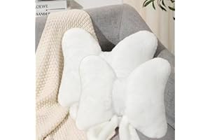 Labauxite Bow Pillow Bow Shaped Throw Pillow,Soft Bowknot Lumbar Pillow,Creative Home Decorative Throw Pillows Car Backrest Cushion for Couch Bed Office Home & Car Decoration (White 2PCS)