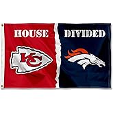 Chiefs and Broncos House Divided Flag Rivalry Banner