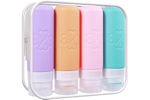 GLAMFIELDS Travel Bottles for Toiletries, Silicone Containers 3oz Size Leak Proof for Shampoo,Easy to Squeeze and Portable, T