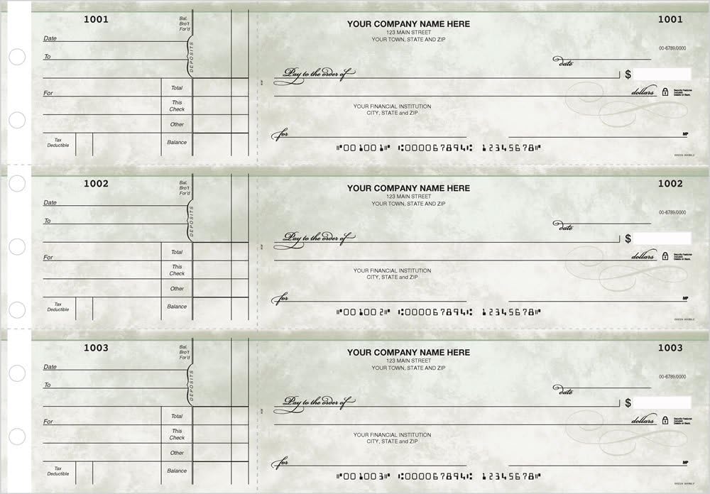 General Manual Business Checks, 3 to a Page Blue Multipurpose Checks, 250 Single Checks : Office Products