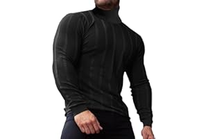 JoZorro Men Turtleneck Long Sleeve Sweater High Neck Top Slim Fit Lightweight Knit Roll Neck Pullover Sweaters for Men