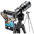 High Power 60X HD Phone Telephoto Lens with 54" Extendable Tripod & Remote Shutter, Works with iPhone Samsung Pixel Android Any Smartphones
