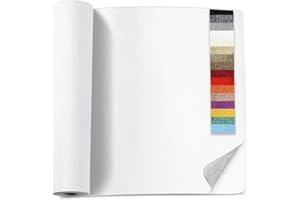 SIIRO 17 X 150 inch Linen Fabric Repair Patch, Self Adhesive Fabric Patches for Furniture, 16 Colors Couch Patch Repair Fabric, Fabric Upholstery Repair Kit for Sofa, Chair, Clothing(White)