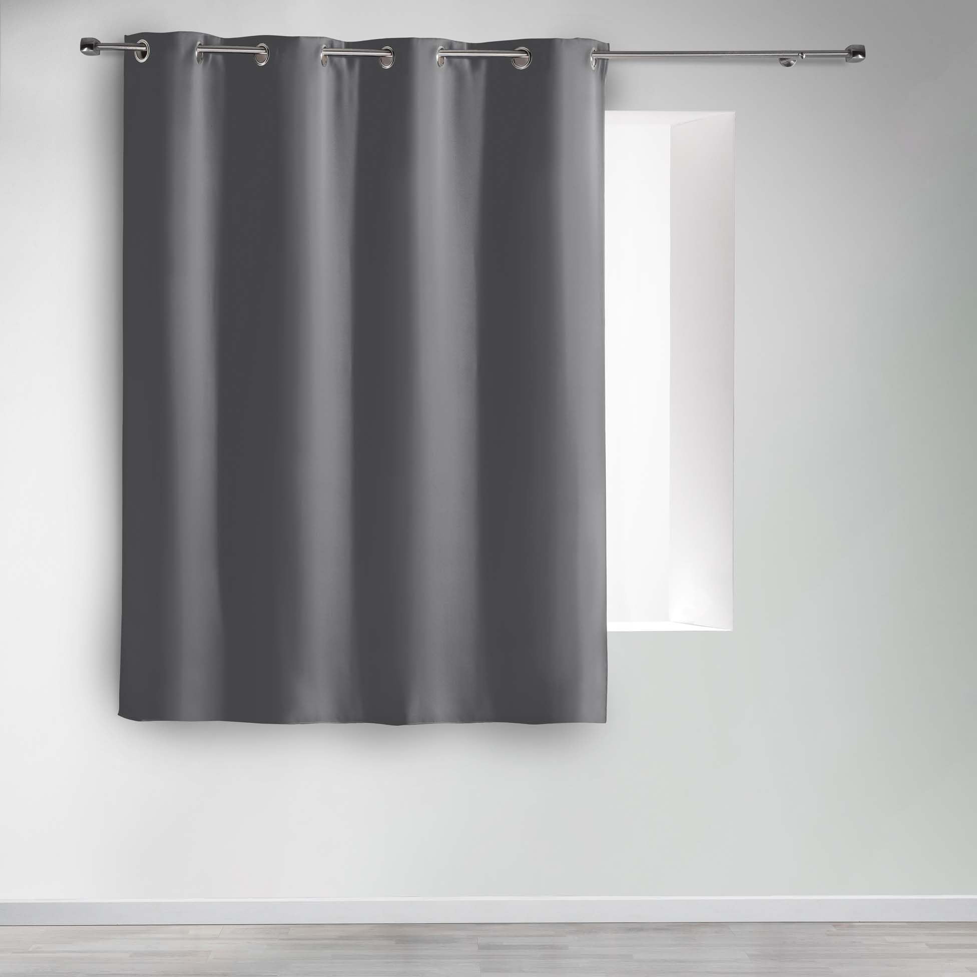 Douceur d'Intérieur Polyester - Curtains with Eyelets (140 x 180 cm), Ceramic, slate, 140x1x180 cm