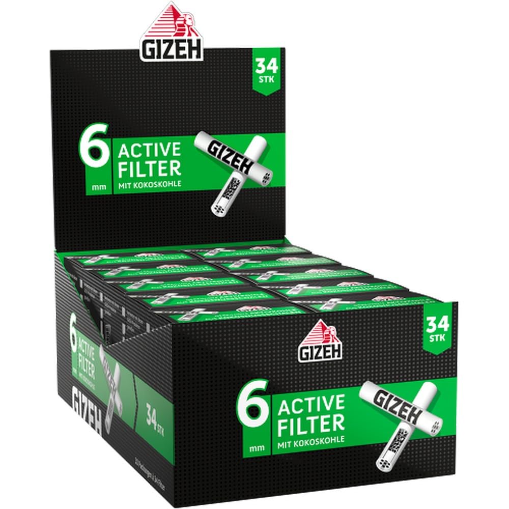 Gizeh 10 x Active Filter 6 mm Activated Carbon Box of 34