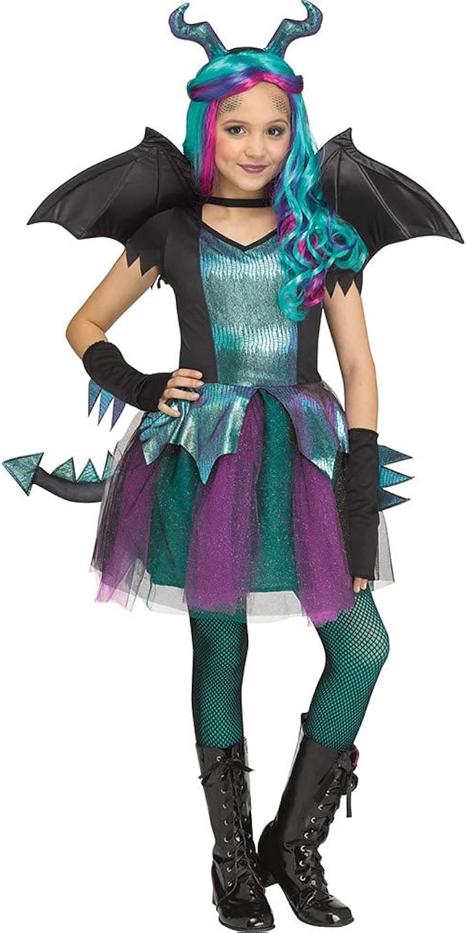 Fun World Girls' Dark Dragon Costume 
