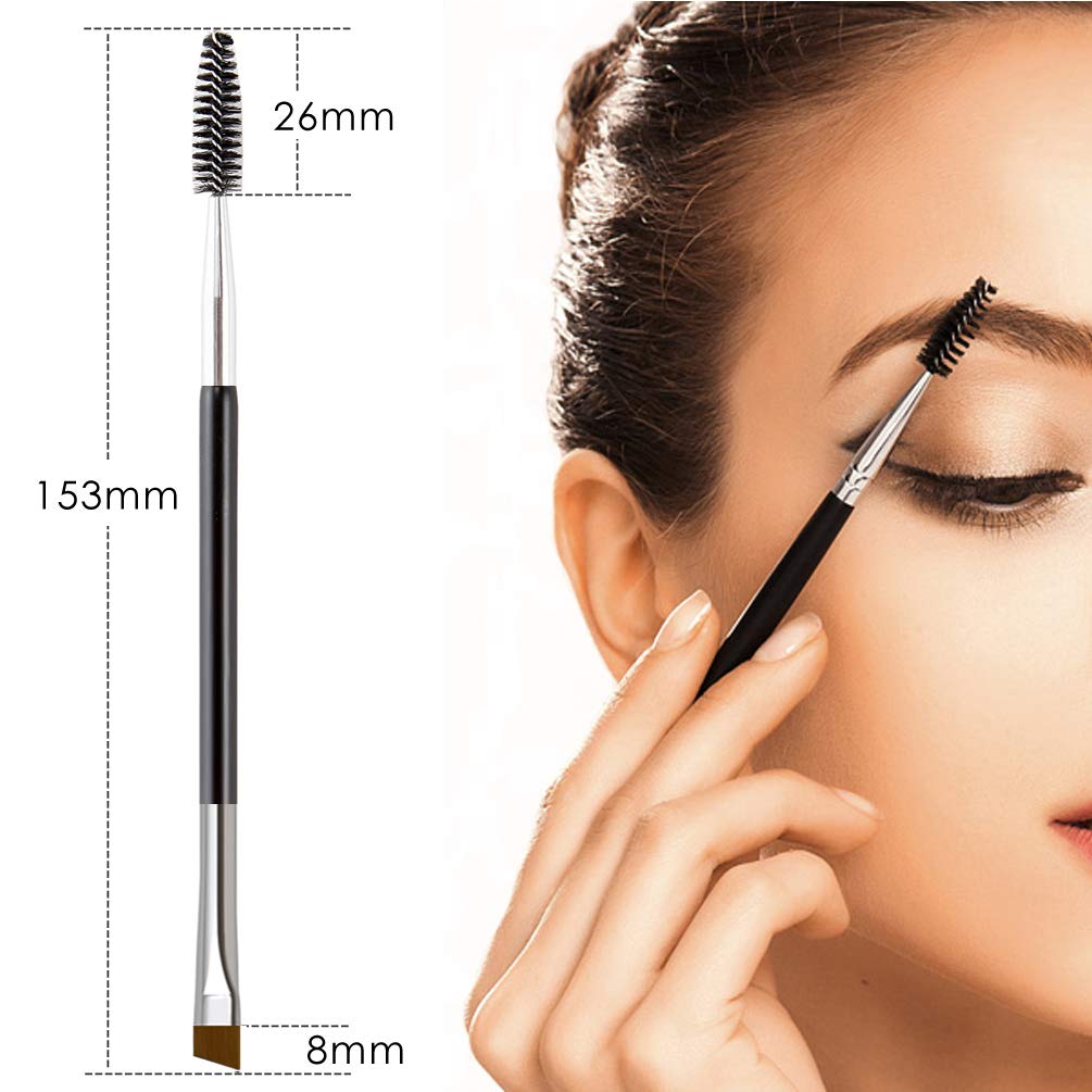 KINGMAS 3Pcs Duo Eyebrow Brush and Spoolie & Eyelash Comb Curlers & Steel Brow Brush Comb Makeup Grooming Tool: Beauty
