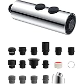 Hibbent Stainless Steels Kitchen Faucet Head Replacement with 15 Adapters | NSF/ANSI/CAN 61/372 &amp; cUPC Certified Pull Down 2 Function Sink Spray Nozzle Compatible with Moen, Delta, Kohler, Chrome