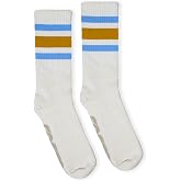 SOCCO Naturals | Super Comfy and Cushy Unbleached Striped Crew Socks | Made in USA