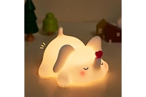 YR YRHH-PET Sweet Heart Elephant Night Light, LED Squishy Novelty Animal Cute Lamp, Food Grade Silicone Nightlight, Dimmable Light Up Elephant Decor for Room College, Boys Girls White Elephant Gifts