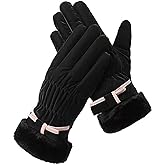 XuoAz Womens Winter Warm Gloves Waterproof-Windproof Touchscreen Snow-Gloves with Fur Cuff