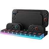 Charging Dock Station for Nintendo Switch 2 by MMOBIEL – Charging Station for 4 Joy-Con Controllers – RGB Lighting, 9 Game Card Slots, LED Charge Indicators – Charging Organizer for NS2 Accessories