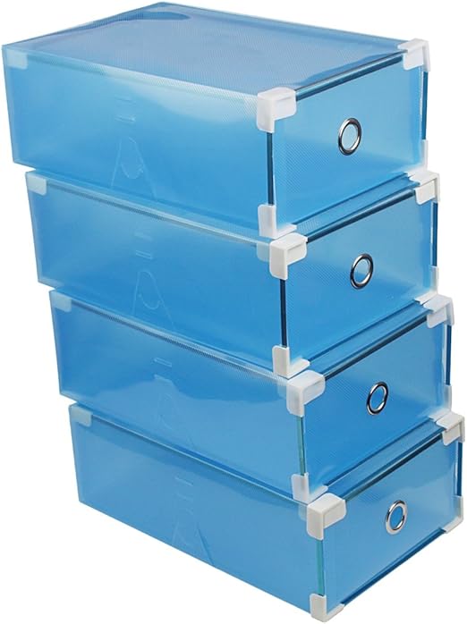 Amazon Com Andux Plastic Storage Foldable Clear Shoe Box