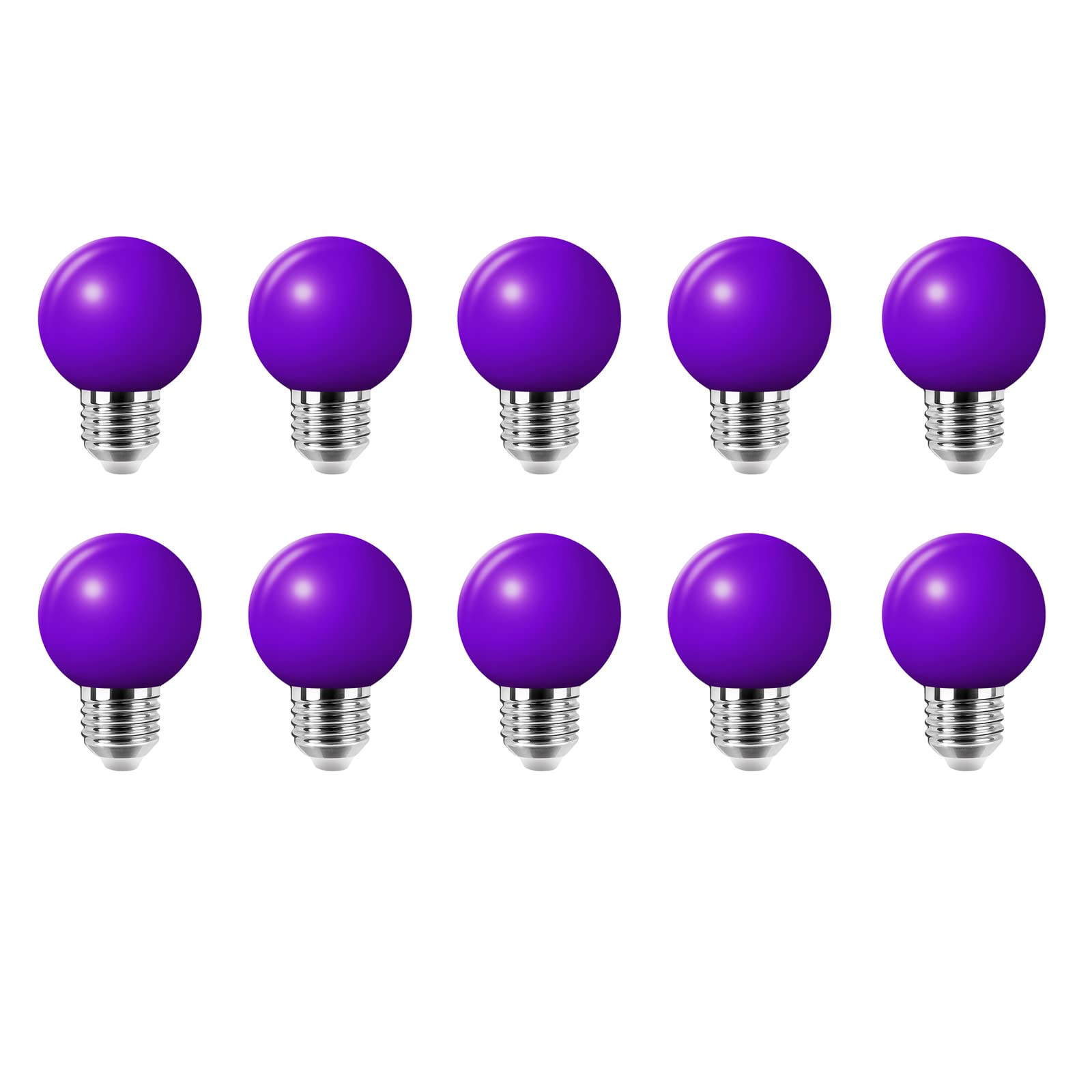 Jiotouhu e27 Coloured Light Bulb, g45 Purple Light Bulb, Vintage Christmas Lights, 2W Equivalent to 20W Halogen lamp, Non-dimmable, Suitable for Outdoor and Holiday Decoration, 10-Pack