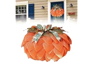 HILOST Fall Wreaths for Front Door,40cm Creative Artificial Halloween Wreath with Berries,Burlap Fall Pumpkin Wreaths for Fall,Halloween,Thanksgiving,Christmas Decor