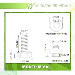 Pzsmocn 300 Pieces/100 Sets M3*10 mm Plastic White