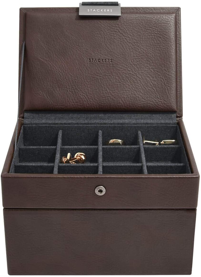 Stackers Mens Brown Watch & Cufflink Box Mini set of 2
