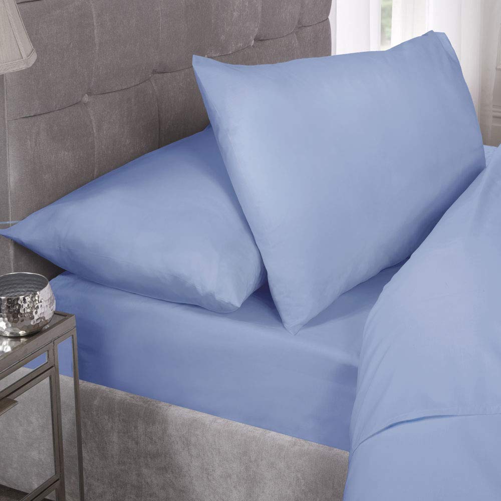 Emma Barclay 180 Thread Count Percale Fitted Sheet in Blue - King Bed — image 1