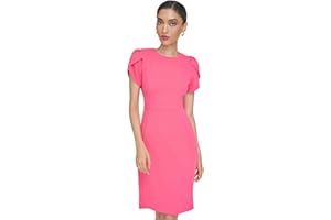 Calvin Klein Women's Tulip Short Sleeve Scuba Crepe Mini Dress