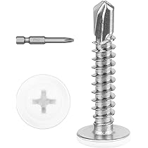 8 X 2 Truss Head Fast Self Tapping Screws, Alloy Steel Wood Screws, White Head, Full Thread, Screwdriver Bit Included, 100 PCS