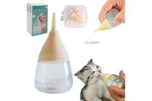 LOGFAADCOI Kitten Bottles for Nursing,Puppy Bottles for Nursing Puppy Milk, Anti-Choking Puppy Feeder Design,with 3pcs Replaceable and Reusable Silicone Nipples for Feeding Newborn Pets (Yellow, 40ml+3pcs)
