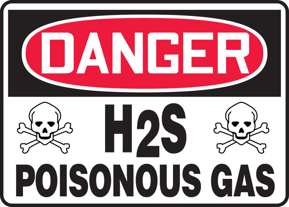 Poisonous Gas Safety Sign MCHL084XF AccuformDanger H2S 10 x 14 Inches