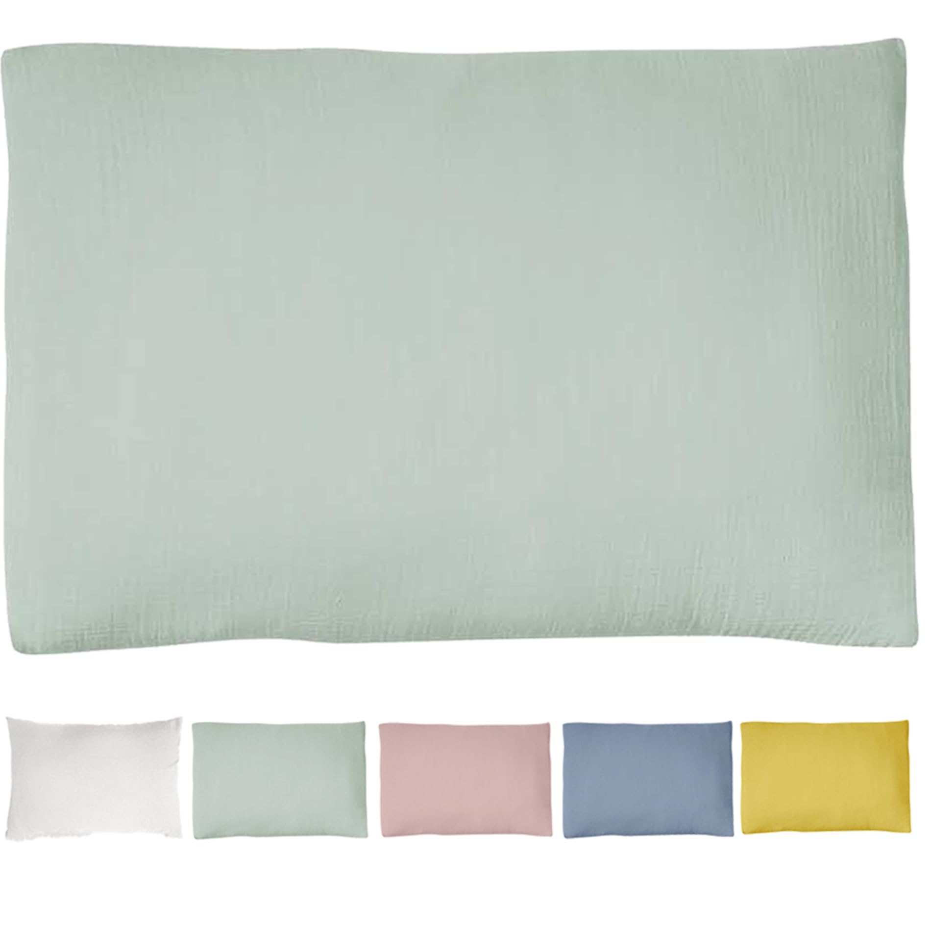 Le Lit de Mon Bébé Pillowcase 40 x 60 cm Double Cotton Gauze – Emerald Green – Very Soft Muslin – for Children's Bed 60 x 120 or 70 x 140 cm – Crepe Cotton Material, Swaddle, Craftine
